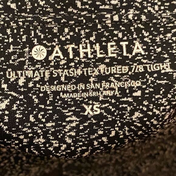 ATHLETA Ultimate Stash Pocket Textured 7/8 Tight Static Black White Women’s XS - Picture 7 of 9